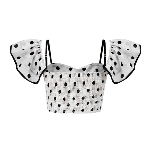 Black and white polka dot top shirt