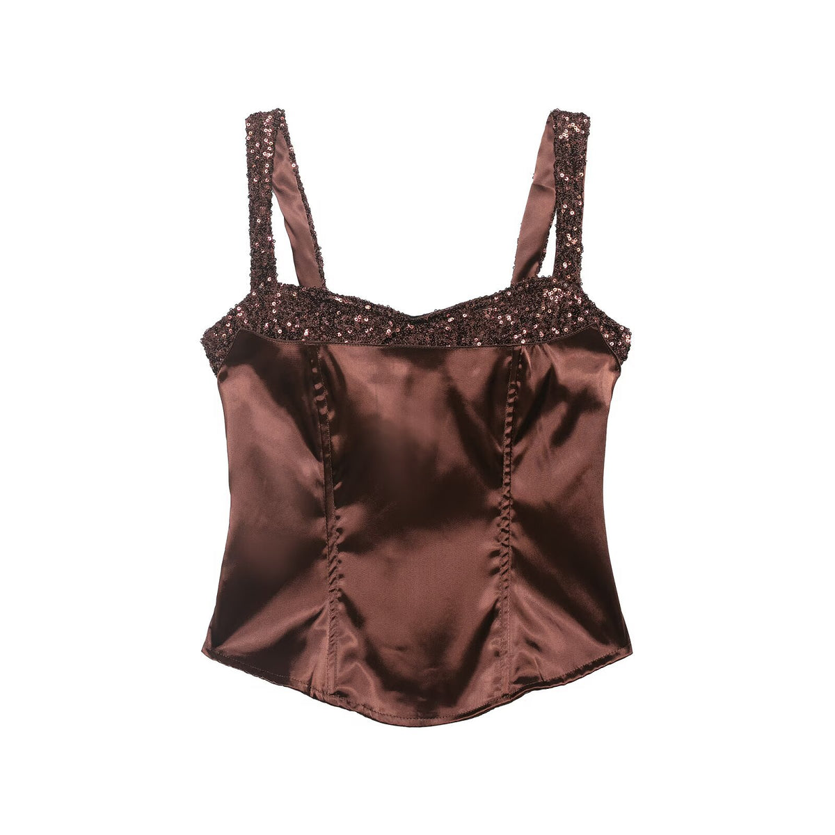 Top con Tirantes Lentejuelas Patchwork Sin Mangas Casual Mujer