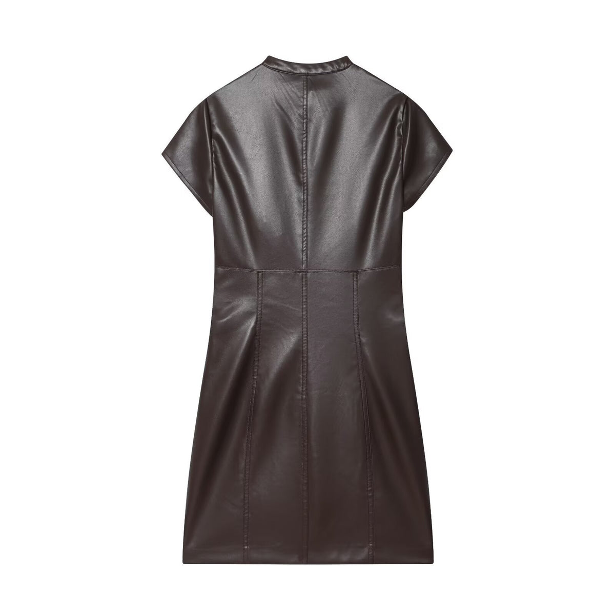 Vestido Mini Polipiel Street Fashion Manga Corta Silueta A-Line Mujer