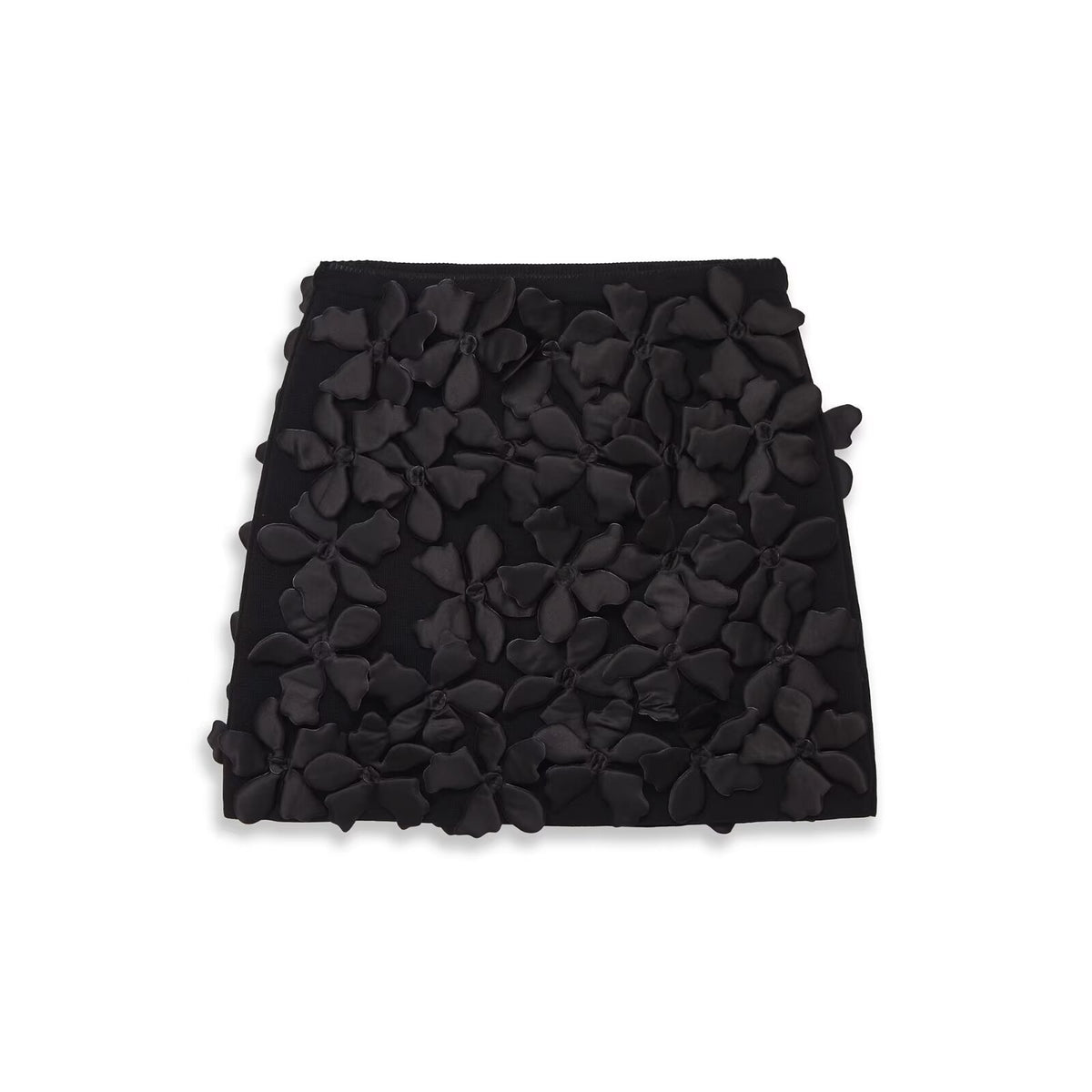 Mini Falda Recta Punto Tejido Floral Poliéster Casual Mujer