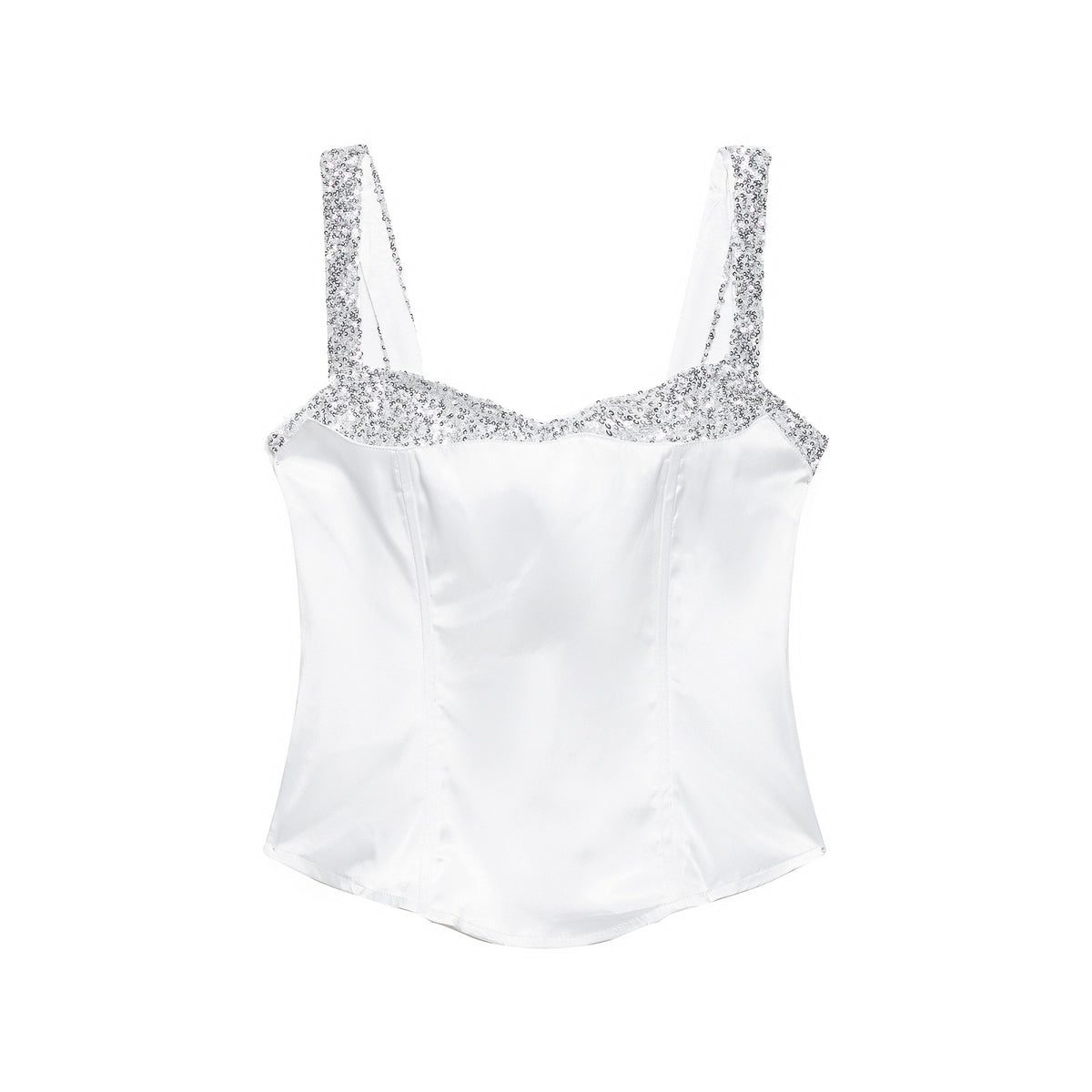 Top con Tirantes Lentejuelas Patchwork Sin Mangas Casual Mujer