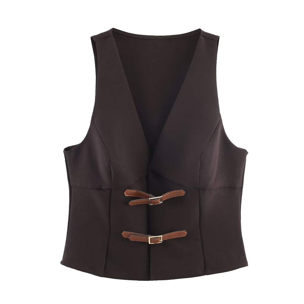 Spring loop embellished sleeveless top+mini skirt