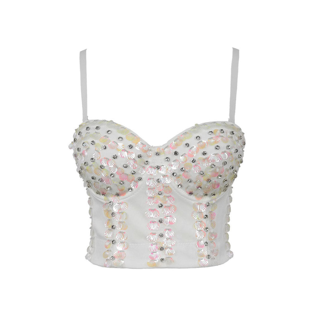 Top Bustier Strapless Strass Varillas Mujer Escenario