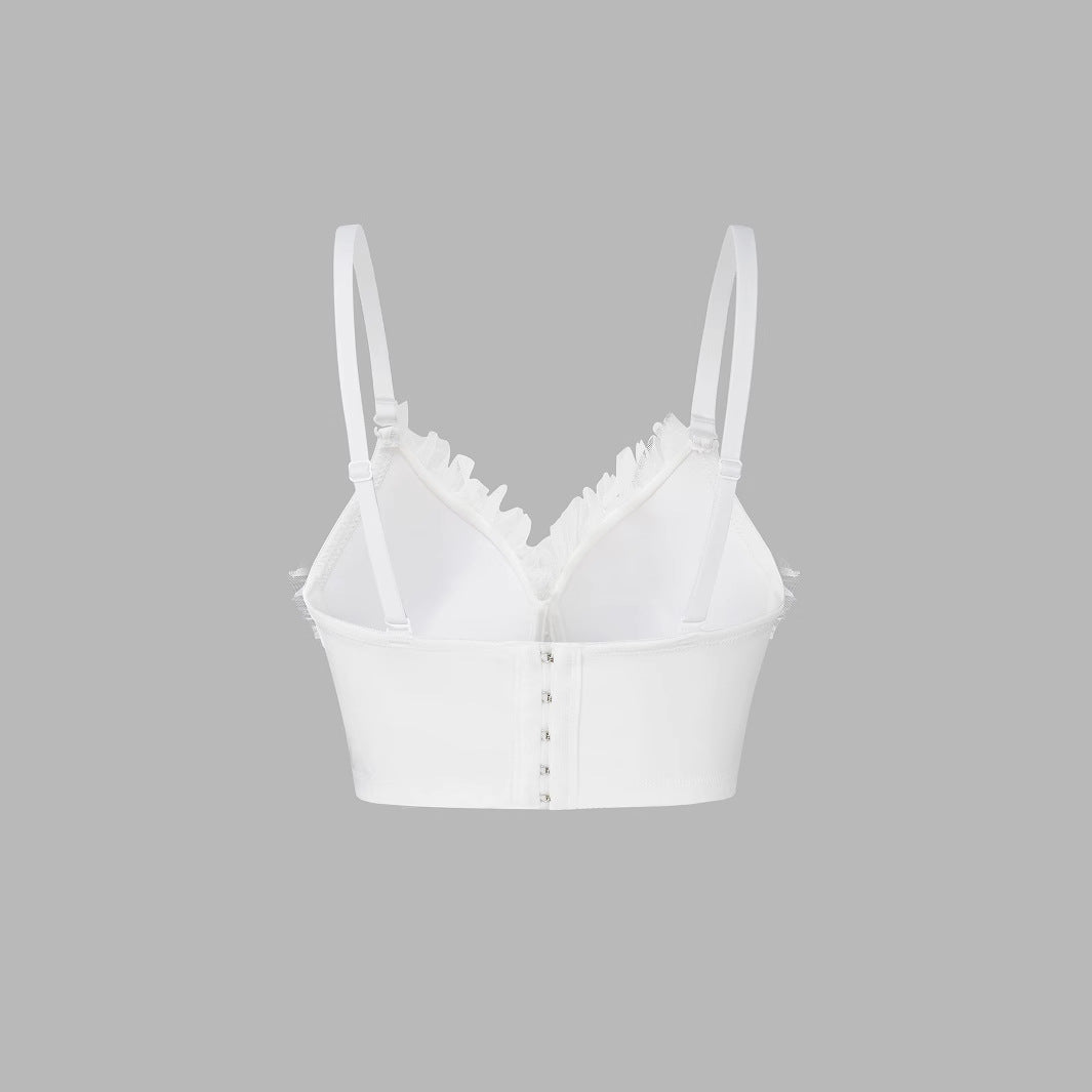 Women's Vest with Rhinestone  White Strap Inner Wear Spicy Girl