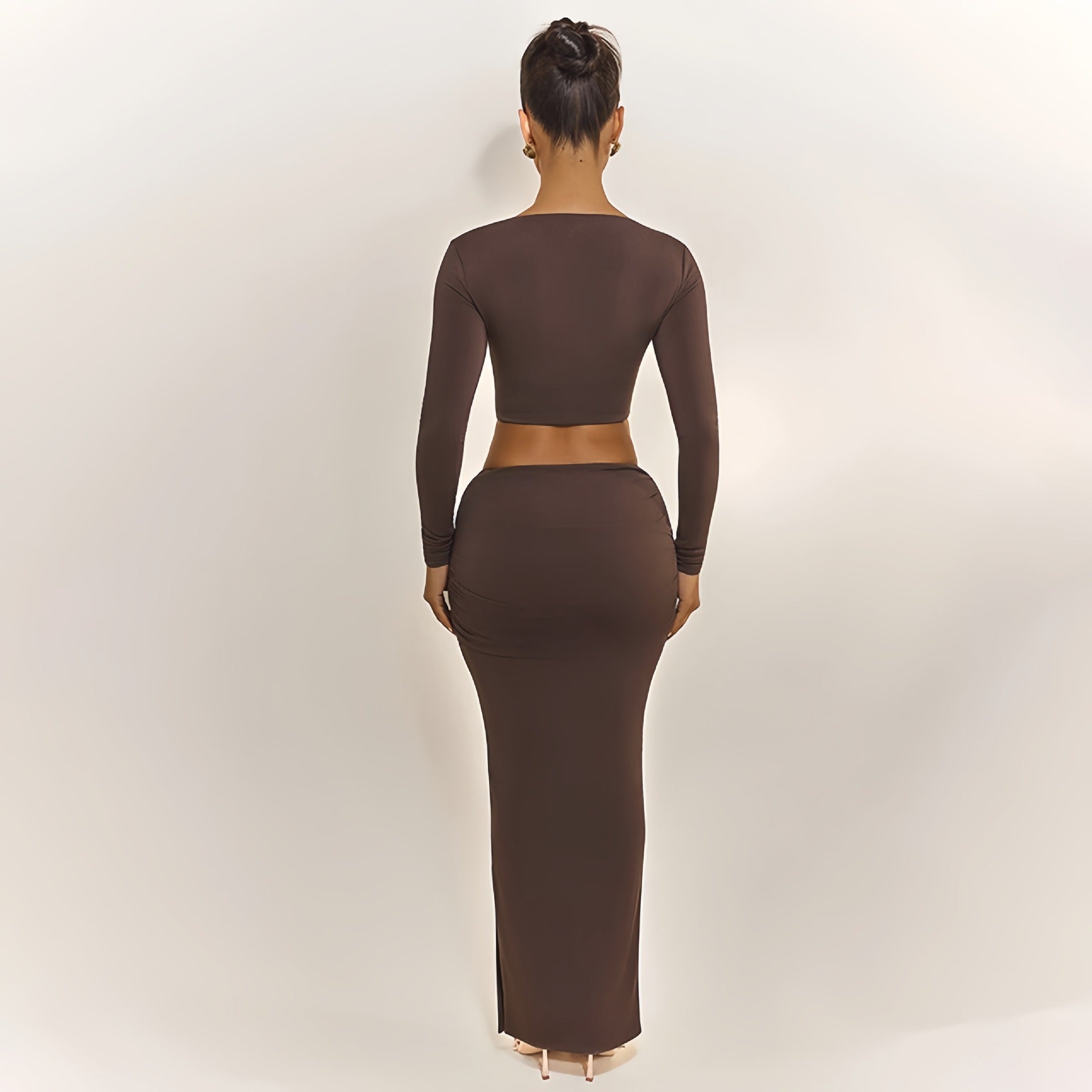Sexy Elegant Hollow-Out Waist Long Sleeve Bodycon Dress