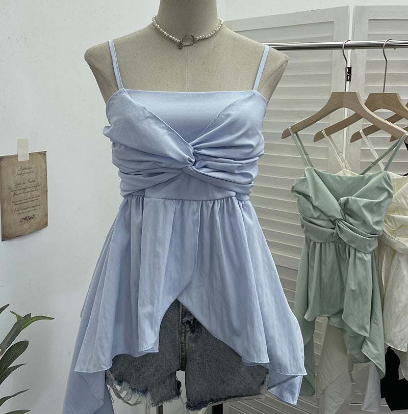Blusa sin mangas ajustado y acabado en volante