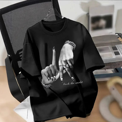 Camiseta de manga corta con cuello redondo para mujer