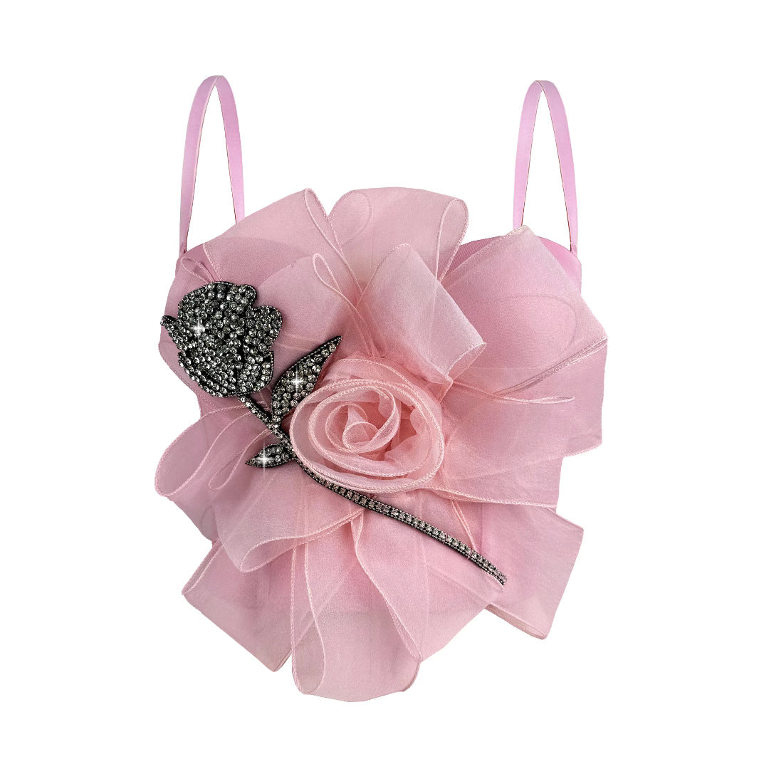 Top Bustier Strapless Floral Strass Retro Moldeador Mujer