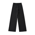 Pantalón Largo Recto Pierna Ancha Cintura Alta Lunares Street Fashion Casual Mujer