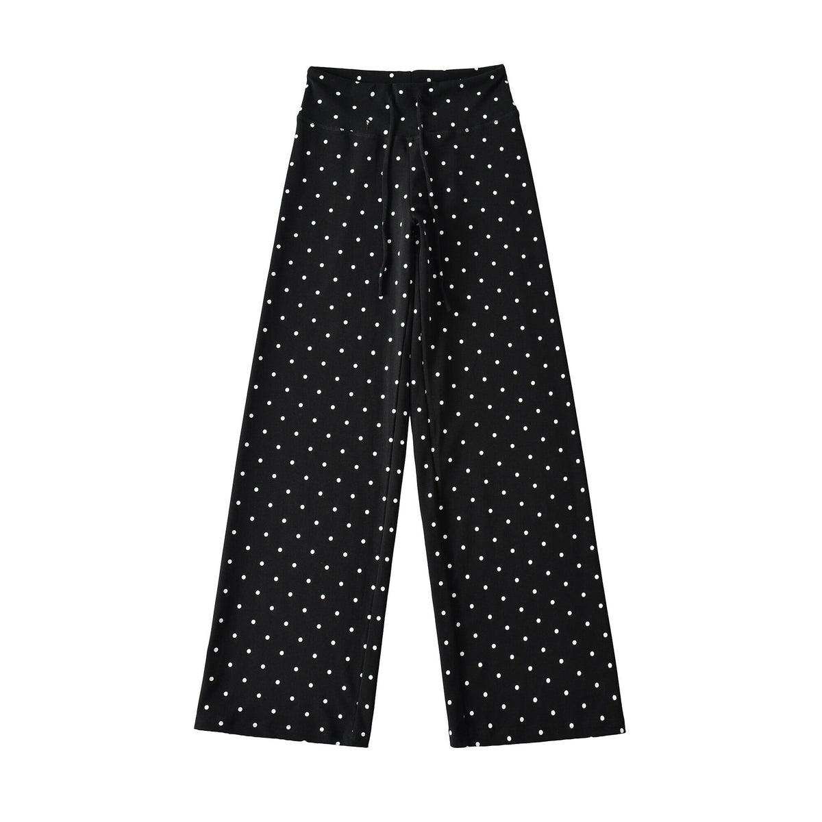 Pantalón Largo Recto Pierna Ancha Cintura Alta Lunares Street Fashion Casual Mujer