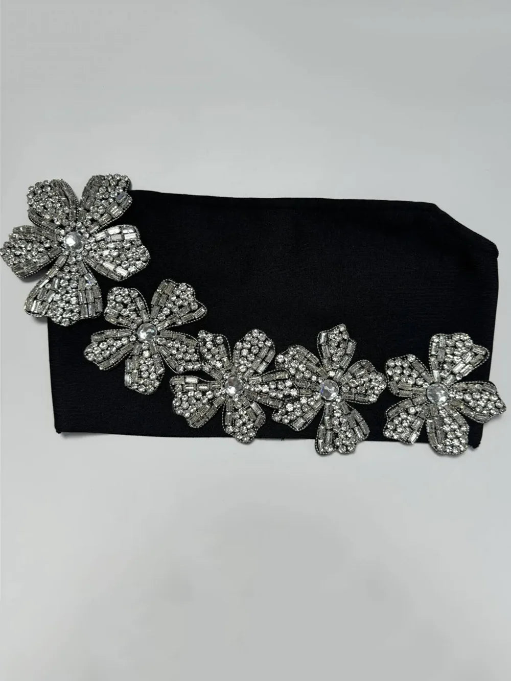 Top corto y falda larga con tirantes, flores, diamantes y cristales para mujer. Conjunto de dos piezas con vendaje. Vestido elegante para fiesta de noche.