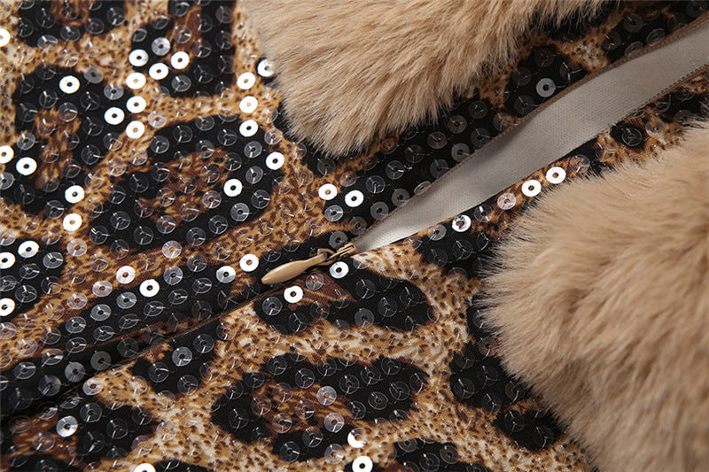 Conjunto Top y Falda Patchwork Leopardo y Lentejuelas
