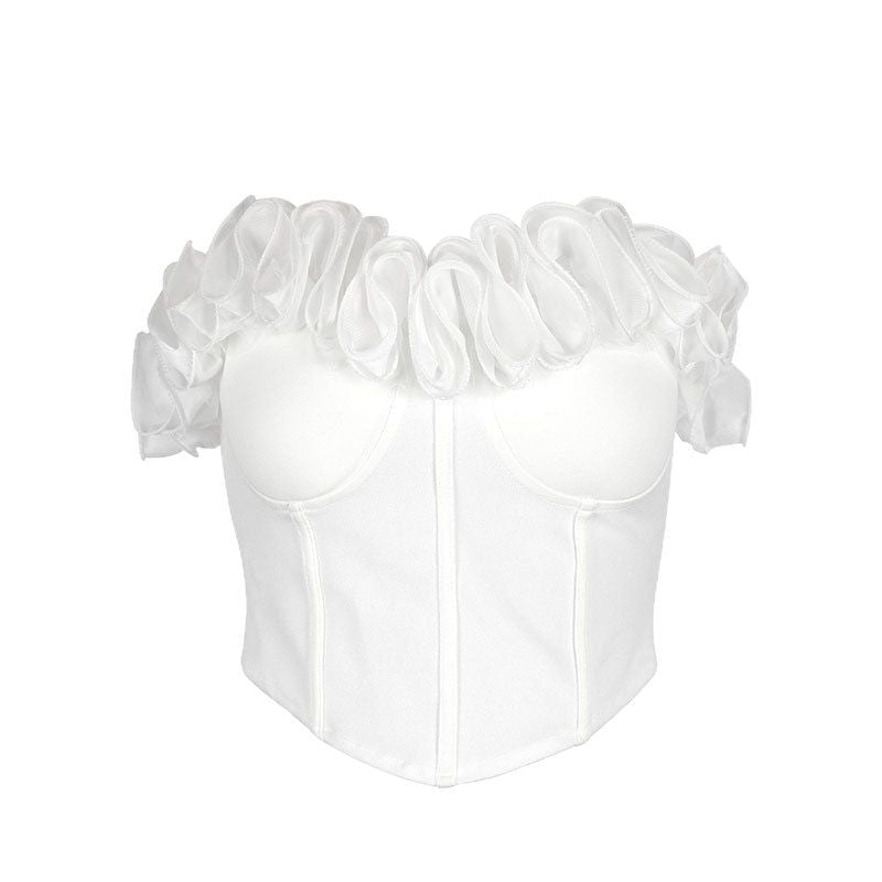 Lace sexy three-dimensional strapless corset top