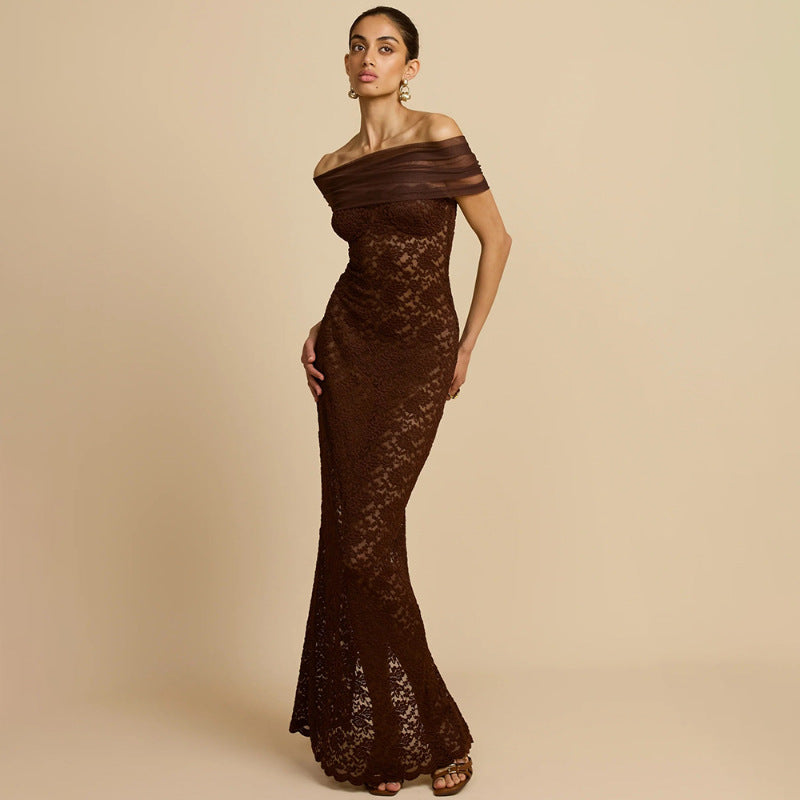 Fashion Sleeveless Lace Sheer Fitted Sexy Bodycon Dress