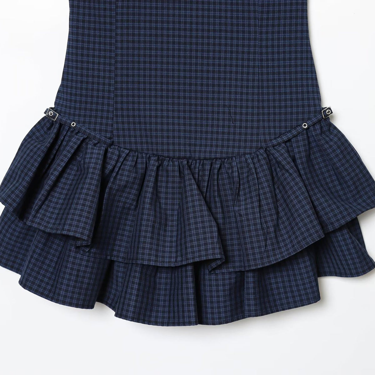 Vestido Mini a Cuadros con Decoración en Capas Sin Mangas Silueta A-Line Mujer