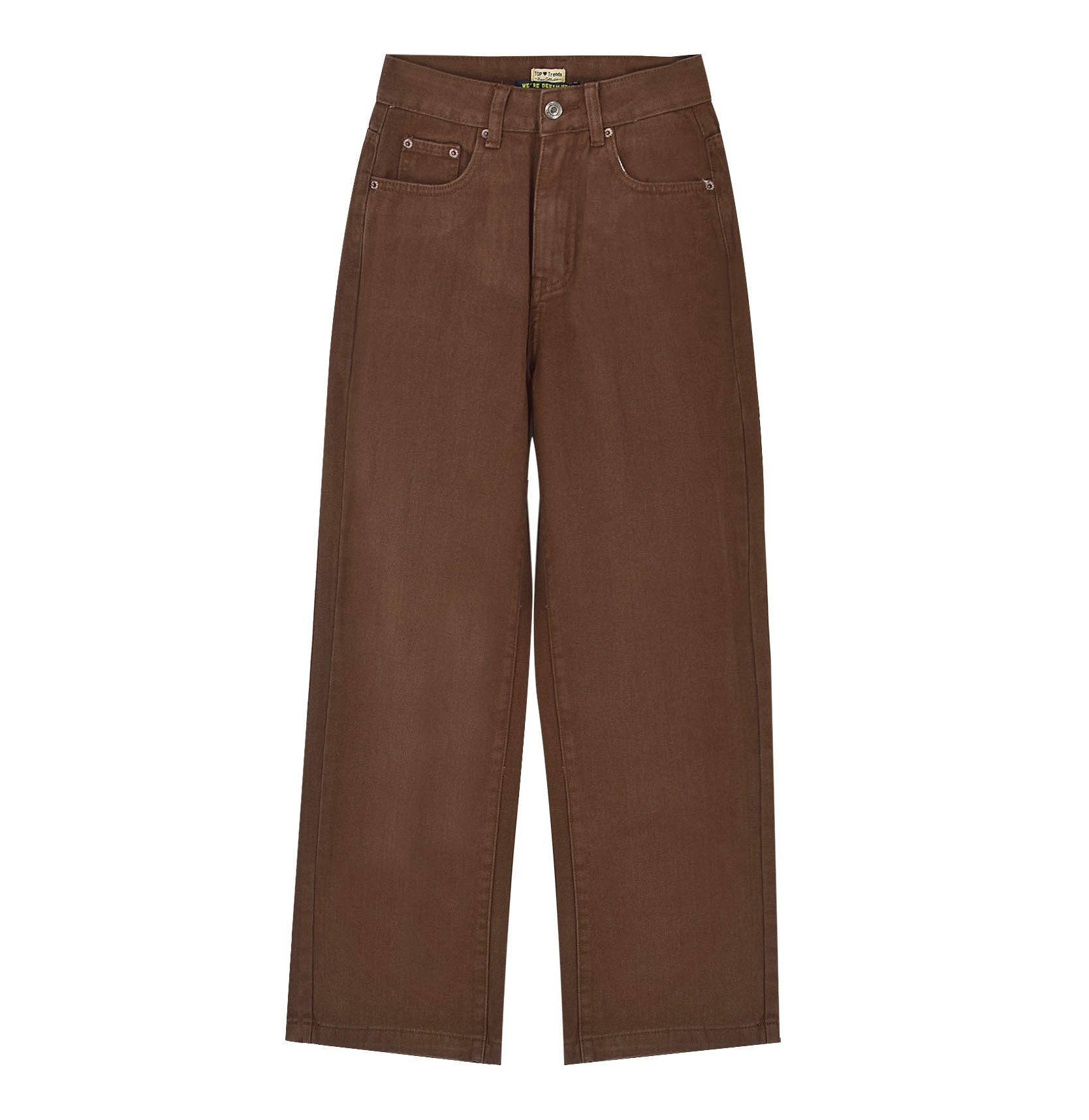 Women's High Waist Straight Loose Brown Denim Trousers Drape Chocolate Street Hot Girl Sneakers