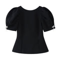 Blusa Elegante de Manga Abullonada con Detalle de Lazo
