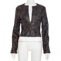 Women's Autumn New Solid Color Casual Zipper Slim Fit Long Sleeve Deep V Neck Crop PU Leather Top