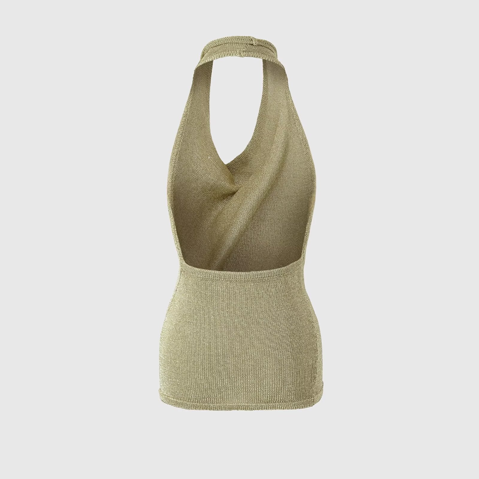 Top halter de punto casual de alambre metálico