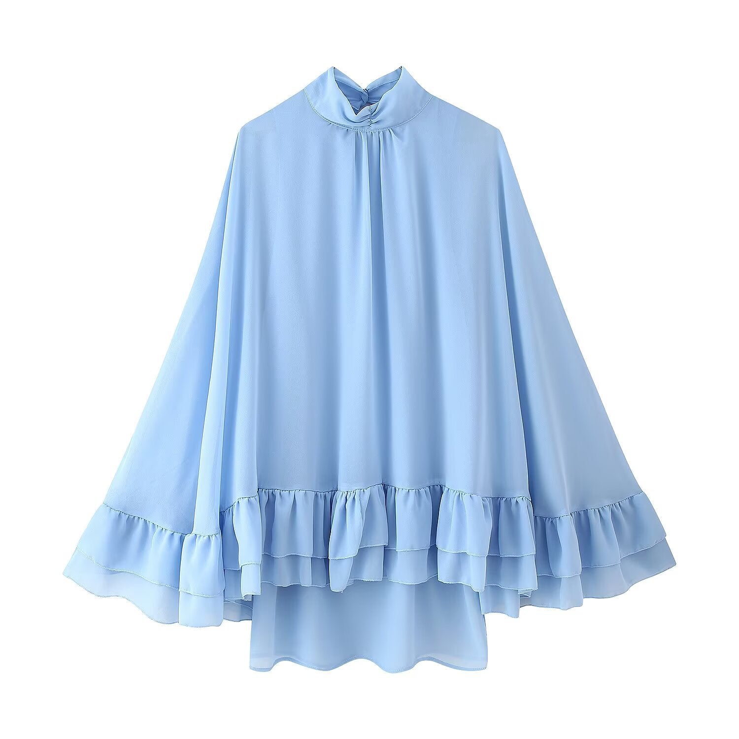 Blusa Cuello Mao Manga Acampanada Elegante Mujer