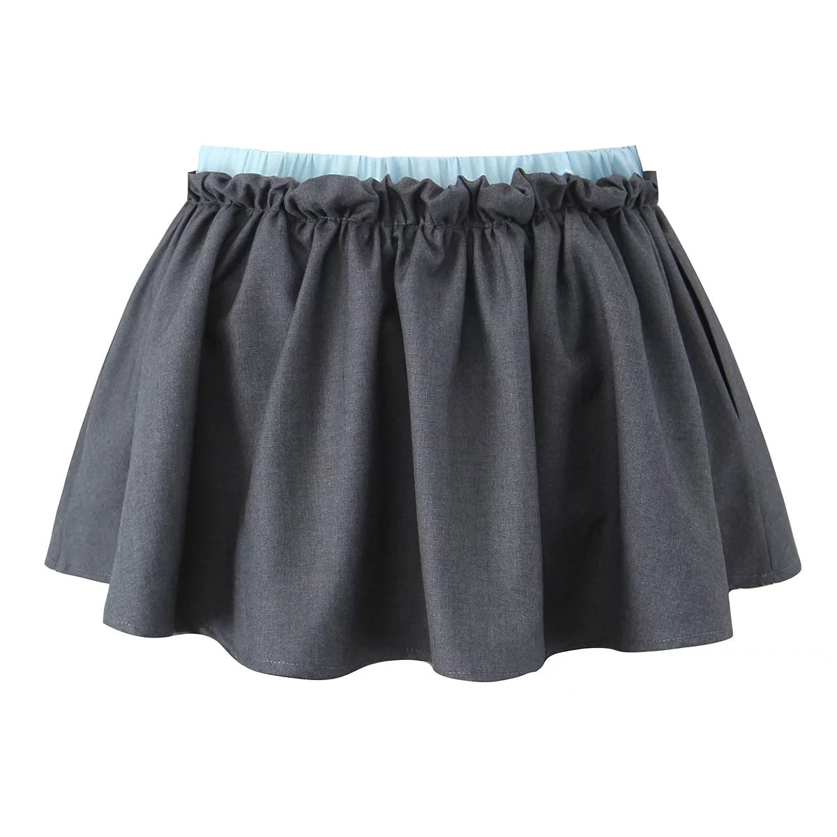High waisted fake two-piece color blocked pleated mini skirt