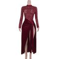 Vestido Largo Terciopelo Encaje Rojo Reina Vampira Gótica