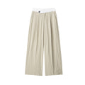Pantalón Pierna Ancha Cintura Alta Hebilla Empalme Casual Mujer