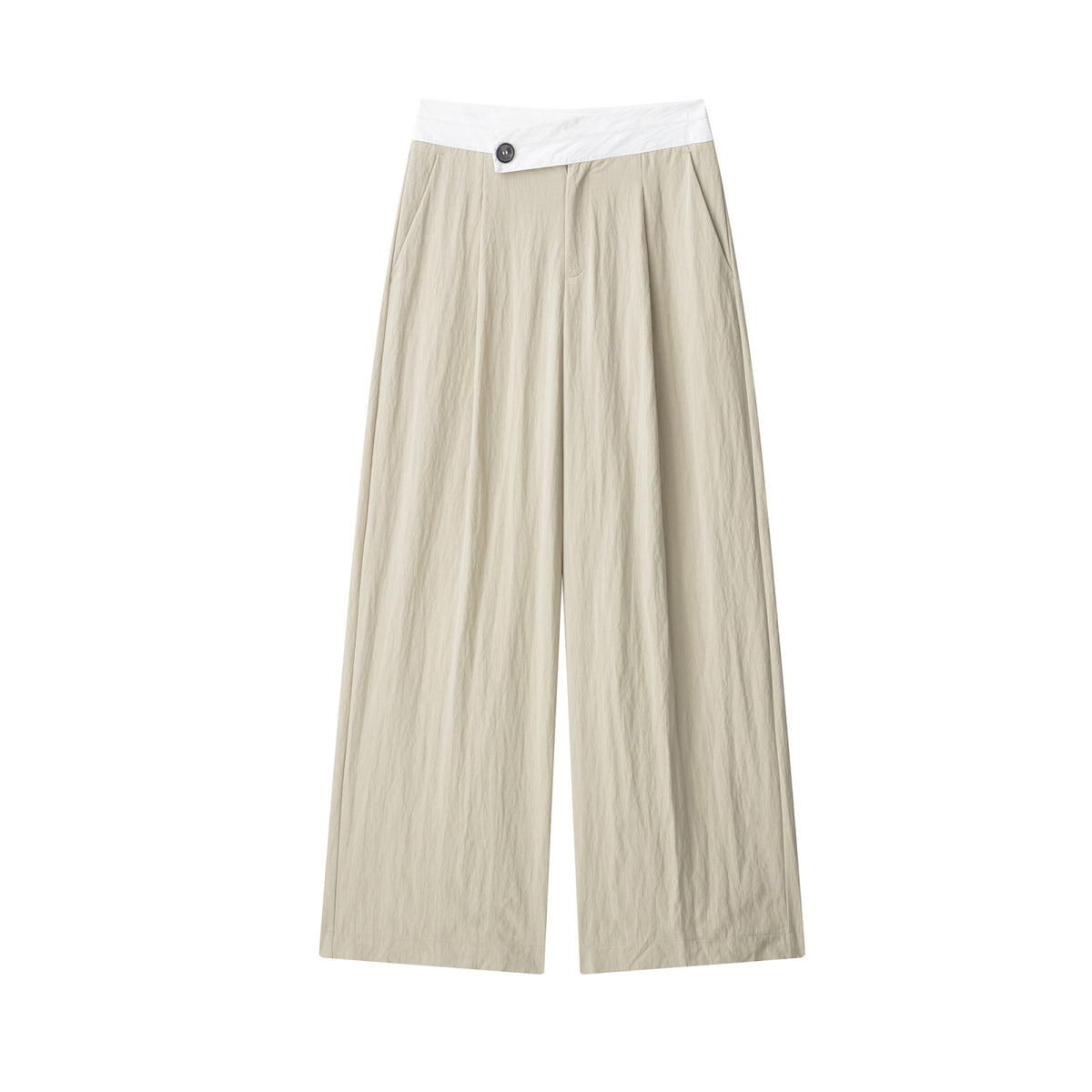 Pantalón Pierna Ancha Cintura Alta Hebilla Empalme Casual Mujer
