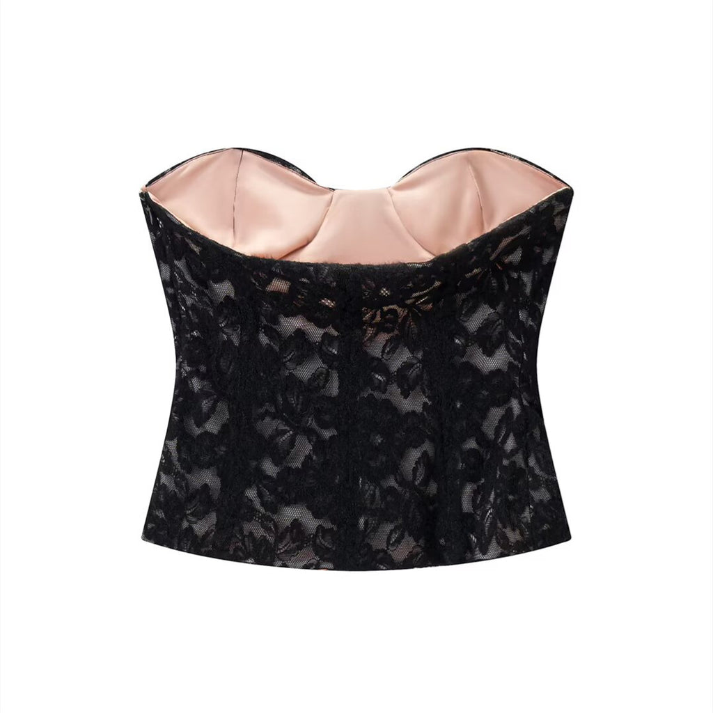 Top Corsé de encaje de terciopelo para mujer