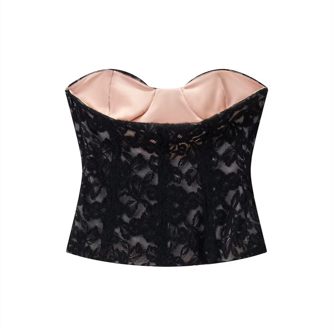 Top Corsé de encaje de terciopelo para mujer