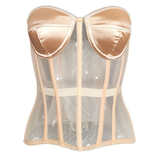Early spring perspective mesh thin shaping corset, European and American women's sexy lingerie