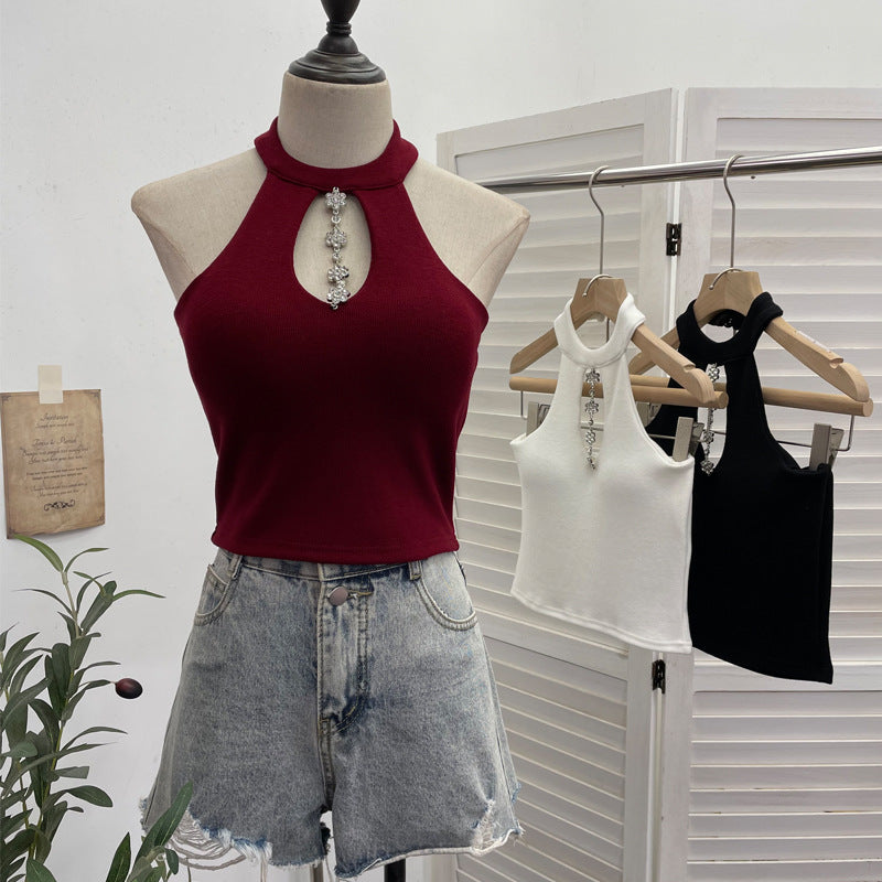 Hanging neck suspender sexy off shoulder top