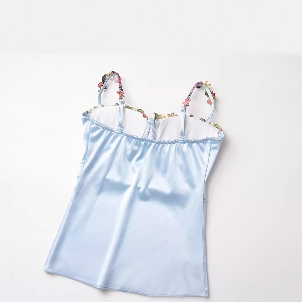 Vestido Camisola Sin Mangas Un Hombro Copa Sujetador Floral 3D Mujer