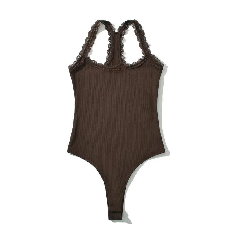 Lace patchwork tank top jumpsuit for women