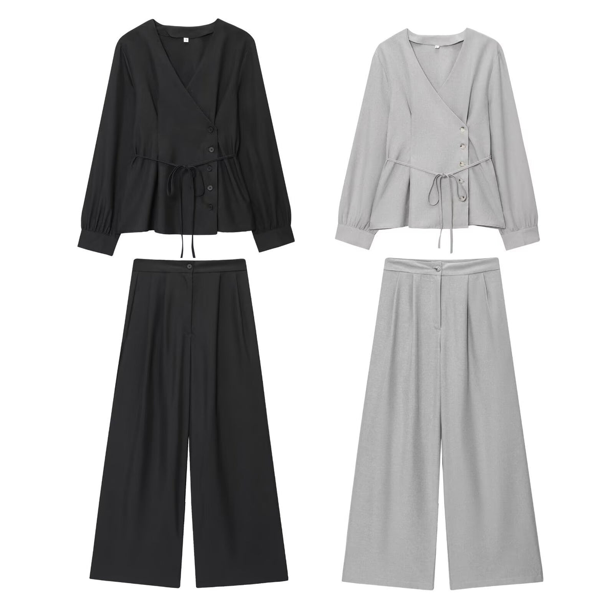 Irregular Top + Casual Long Pants Set for Women