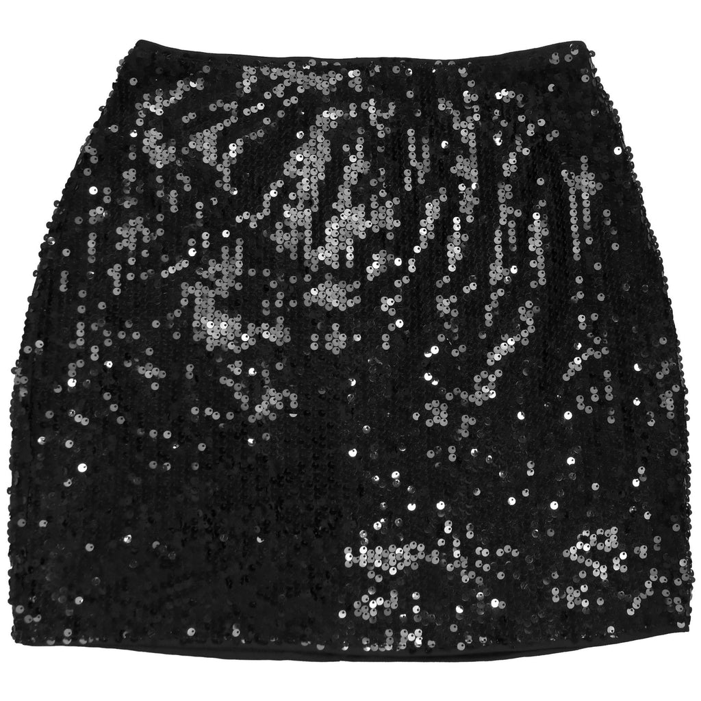 Conjunto Dos Piezas Top Lentejuelas Sin Mangas Espalda Descubierta Mini Falda Elegante Mujer Negro Burdeos