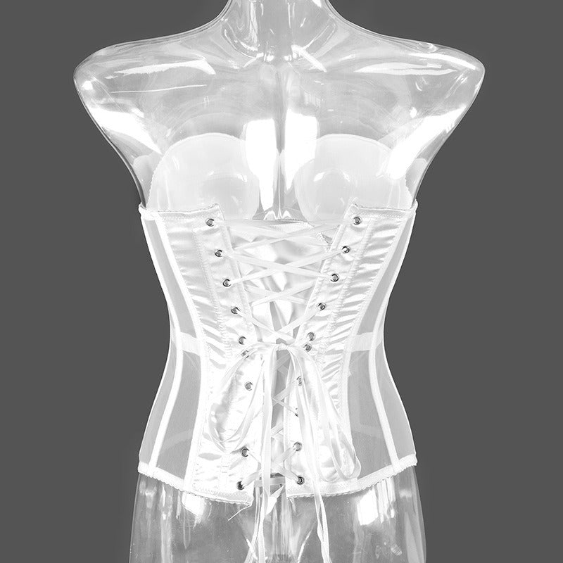 Early spring perspective mesh thin shaping corset, European and American women's sexy lingerie