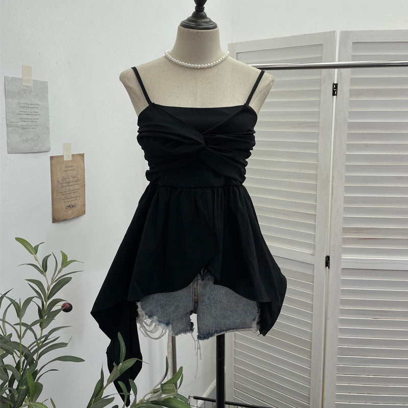 Blusa sin mangas ajustado y acabado en volante