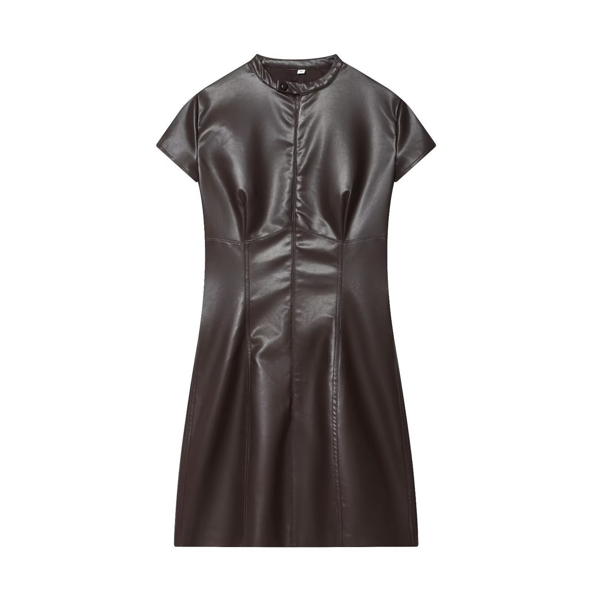 Vestido Mini Polipiel Street Fashion Manga Corta Silueta A-Line Mujer