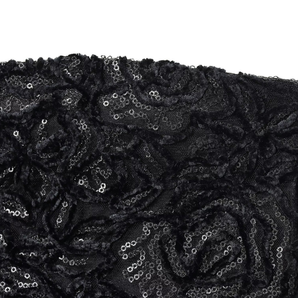 Bead embellished velvet strapless sleeveless top