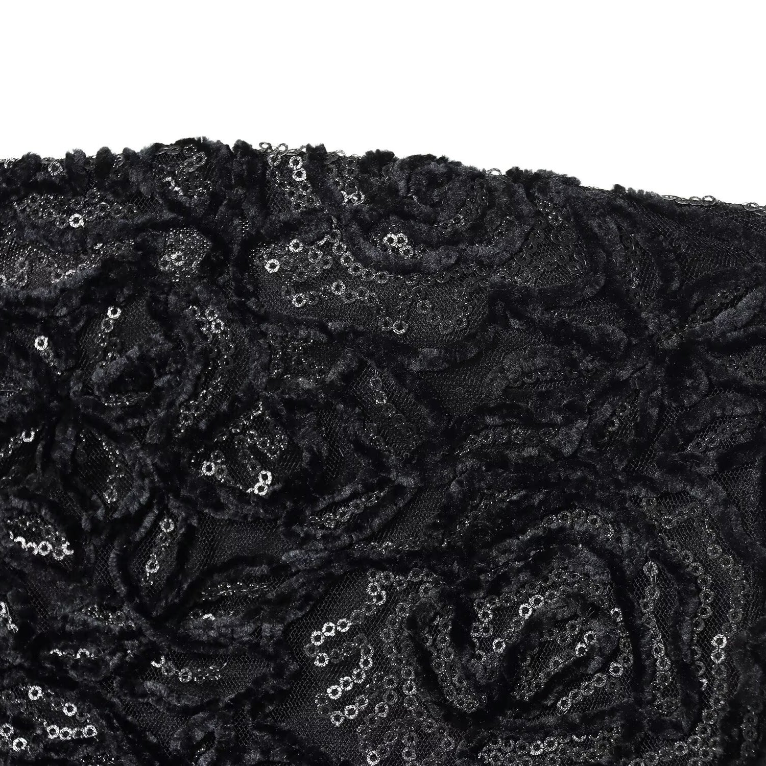 Bead embellished velvet strapless sleeveless top