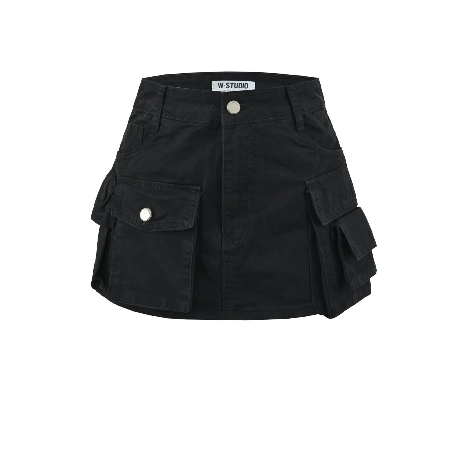 Washed Denim Cargo Skirt for Women, High-Quality A-Line Mini Skirt with Large Pockets, Mid-Low Waist