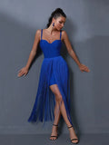 Vestido para Evento con Flecos Azul eléctrico