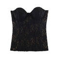 Chic Velvet Lace Bodysuit Crop Top for Women