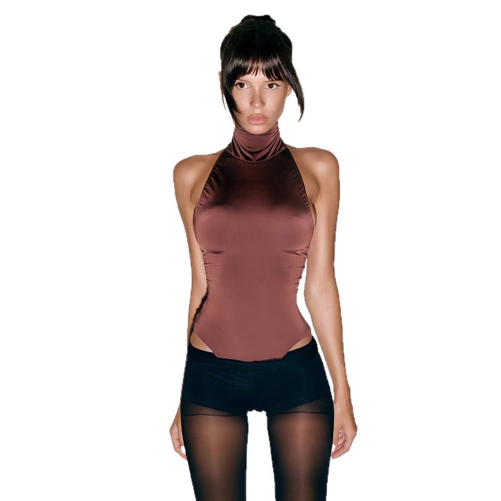 Sexy Backless Halter Bodycon Sleeveless BodysuitFashionableTight Fit Crop Top Design