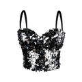 Top brillante de lentejuelas con tirantes sexy