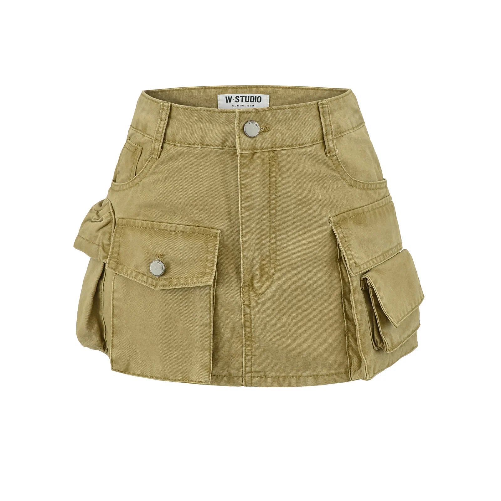Washed Denim Cargo Skirt for Women, High-Quality A-Line Mini Skirt with Large Pockets, Mid-Low Waist