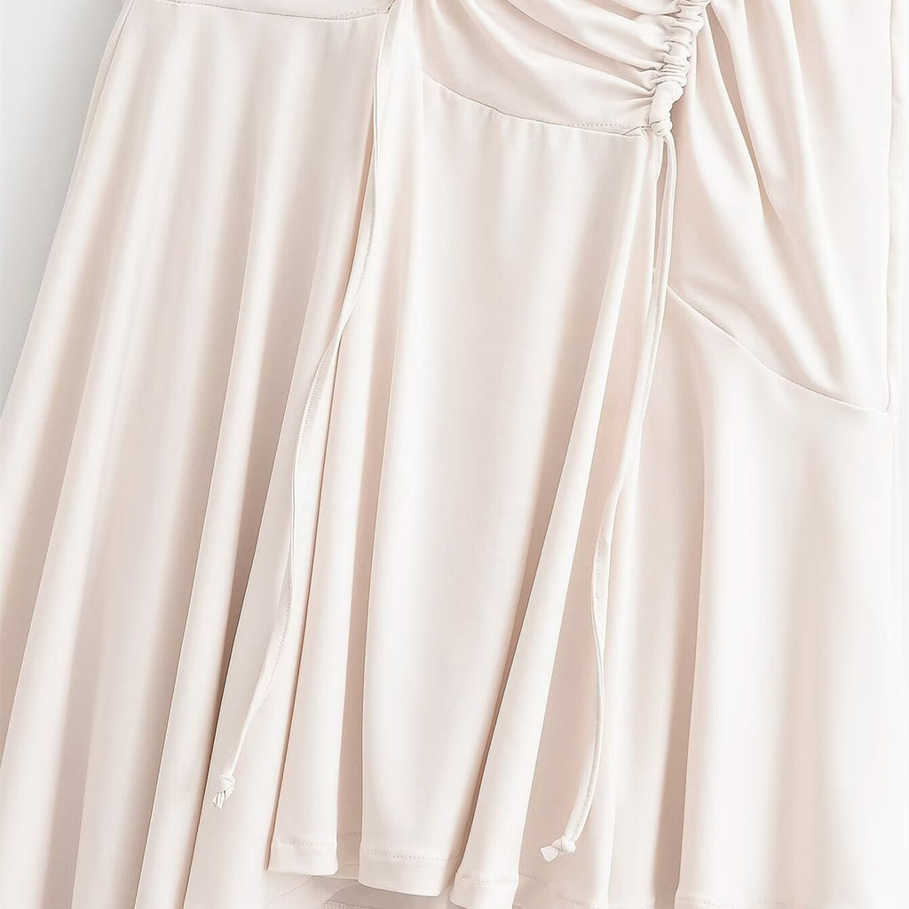 Asymmetric pleated camisole long dress