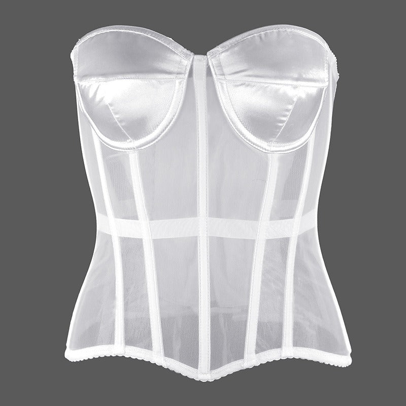 Early spring perspective mesh thin shaping corset, European and American women's sexy lingerie