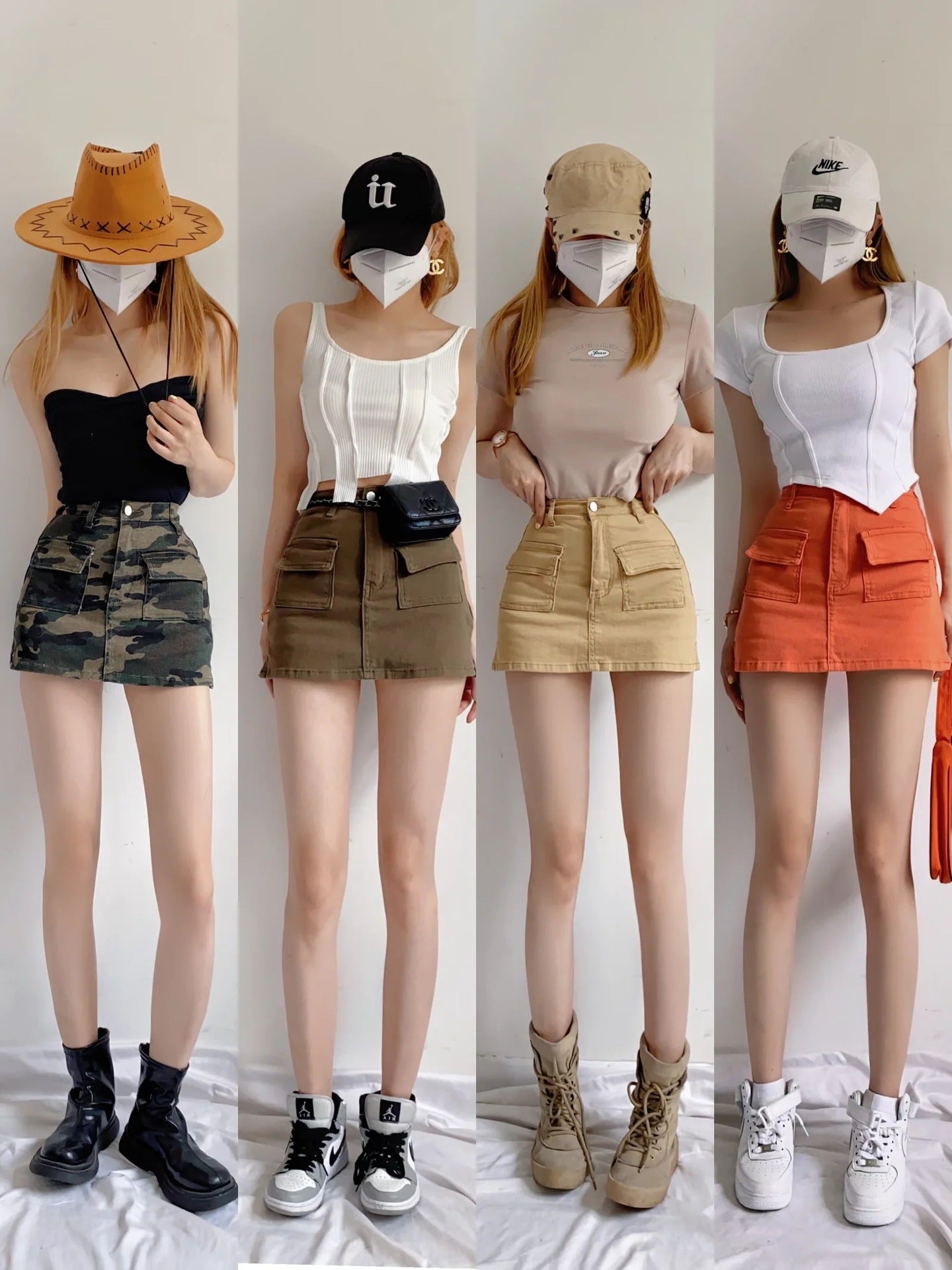 A-line denim short skirt and half skirt